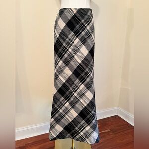 Ralph Lauren Black and White Plaid Maxi Skirt